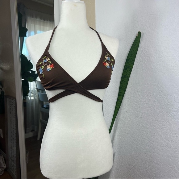 ❤️ J.Crew Embroidered Wrap Bikini Swim Top - Picture 1 of 7